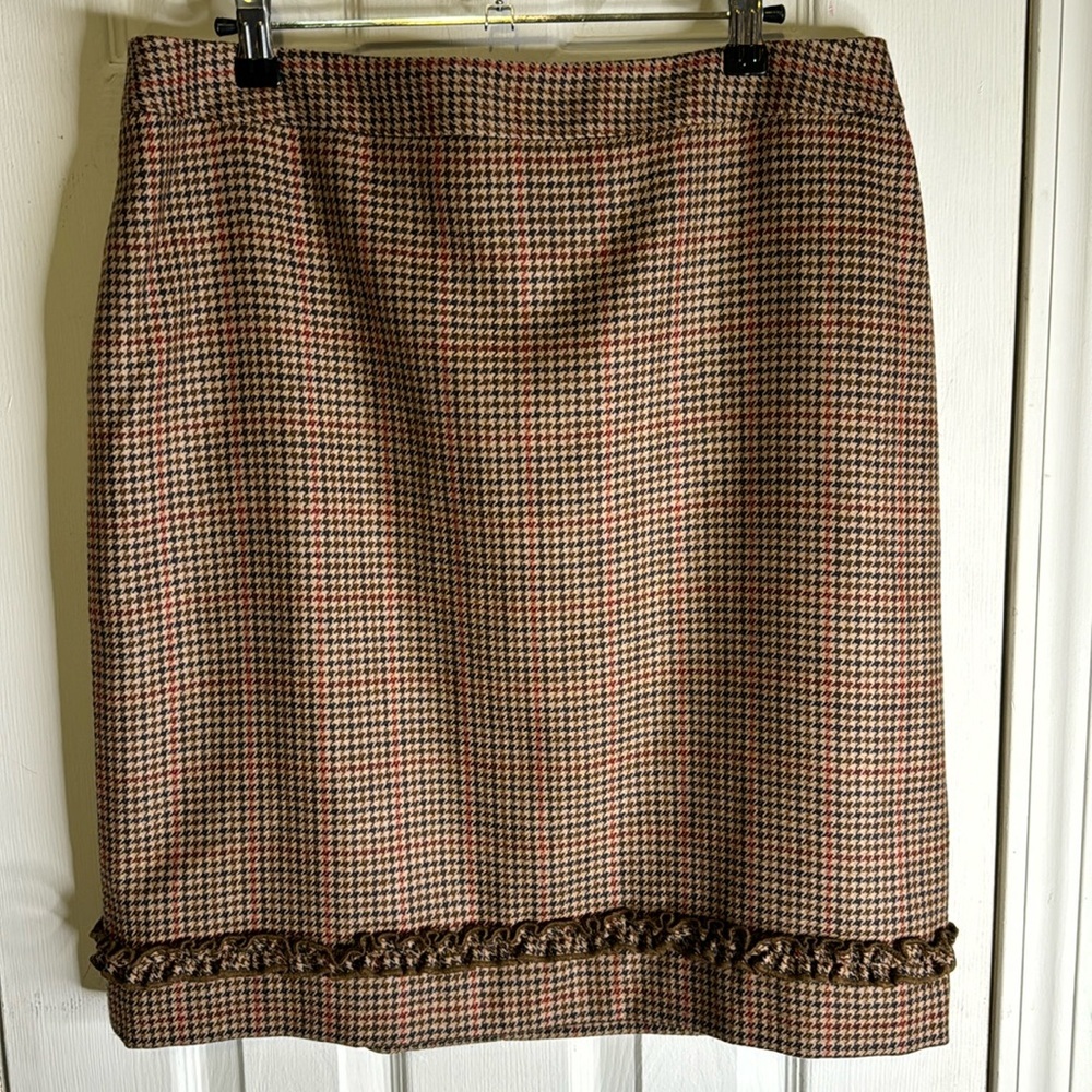 Petite Sophisticate 100% Wool Plaid Lined Skirt Size 14